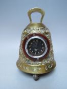 AN UNUSUAL FRENCH BRASS CLOCK CASE WITH LATER FITTED SMITHS CAR CLOCK, the clock case in the form of