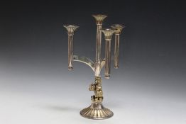 A HALLMARKED SILVER AND GILT LIMITED EDITION FOUR BRANCH CANDELABRA BY AURUM LTD - LONDON 1977,