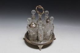 AN EARLY GEORGIAN HALLMARKED SILVER EIGHT BOTTLE CRUET BY HENRY CHAWNER - LONDON 1795, approx weight