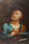 (XVII-XVIII). A study of St Peter with book and tray, unsigned, oil on paper laid on panel framed