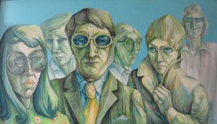 CYNTHIA LIGHT (XX). Modernist figure studies 'Crowd, Cross Section II', see verso, signed lower