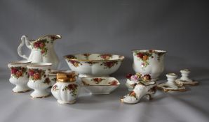 A SELECTION OF ROYAL ALBERT OLD COUNTRY ROSES FINE BONE CHINA, to include a fruit bowl - Dia. 24 cm,
