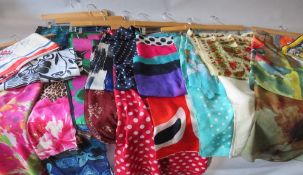 A COLLECTION OF VINTAGE AND MODERN SCARVES ETC, various fabrics, styles and periods, to include