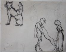 CIRCLE OF RICHARD DOYLE (1824-1883). Figure and animal vignettes, unsigned, pen and ink in paper,