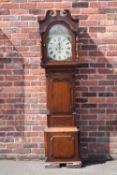 A LOCAL EIGHT DAY 19TH CENTURY LONGCASE CLOCK BY J JACKSON - STAFFORD, the painted dial with