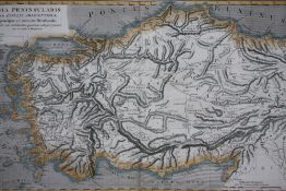 (XIX). Coloured copper engraved map 'Asia Peninsularis', unframed, 26 x 41 cm
