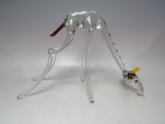 A LARGE MURANO STYLE STUDIO / ART GLASS FIGURE OF A GIRAFFE, with head bent to floor, L 33 cm, H