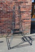 A LARGE WROUGHT 'EIFFEL TOWER' GARDEN OBELISK / PLANTER, with removable central plant tray, H 182