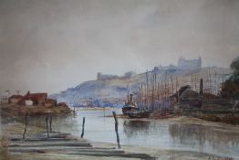 A.G. STEVENS (XIX-XX). Study at Whitby with boats, signed lower right, watercolour, unframed, 33 x