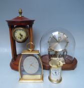 A VINTAGE KUNDO DOMED ANNIVERSARY CLOCK, together with a vintage Looping retro style carriage clock,