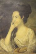 (XIX). Portrait study of an elegant seated young lady, unsigned, oil on canvas, framed, 75 x 62 cm