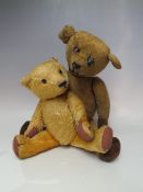 A VINTAGE CHAD VALLEY MOHAIR TEDDY BEAR, articulated head and limbs, glass eyes, stitched mouth