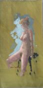 ERIC WARD (b.1945). Impressionist study of a female nude, signed lower left, oil on board, unframed,