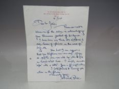 SIR WILLIAM RUSSELL FLINT (1880-1969). A signed letter and envelope sent to Francis W. Julian, dated