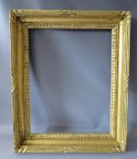 AN 18TH CENTURY GILT FRAME WITH EGG AND DART DESIGN TO OUTER EDGE, frame W 7 cm, rebate 62 x 48 cm