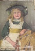 (XIX). A portrait study of a seated young girl with skipping rope, unsigned, oil on canvas,