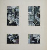 (XX). Northern industrial school, four vignettes in one mount, interior and street scenes with