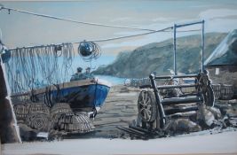 ANTHONY G HUDSON (XIX). 'Harbour at Cadgwith' and 'St Ives Harbour', signed lower right to the mount