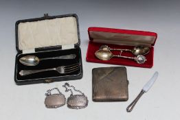 A COLLECTORS LOT OF HALLMARKED SILVER, to include a cigarette case - Birmingham 1941, approx
