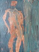 K.N. (XX). Impressionist figure study, signed with initials lower right, oil on board, framed, 34