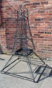 A LARGE WROUGHT 'EIFFEL TOWER' GARDEN OBELISK / PLANTER, with removable central plant tray, H 182