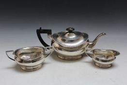 A HALLMARKED SILVER THREE PIECE TEA SERVICE BY COOPER BROTHERS & SONS LTD - SHEFFIELD 1930, approx
