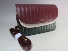 A NEW WITH TAGS BIBA MULTICOLOURED LEATHER CROSS BODY BAG, quilted effect to front foldover flap,