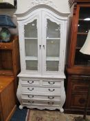A CONTEMPORARY SHABBY CHIC FRENCH STYLE SHAPED CABINET H-218 W-95CM