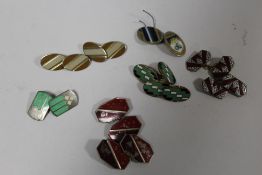 A COLLECTION OF ENAMEL CUFFLINKS TO INCLUDE SILVER EXAMPLES