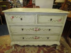 A CONTEMPORARY FRENCH STYLE PAINED FOUR DRAWER CHEST H-85 W-104 CM
