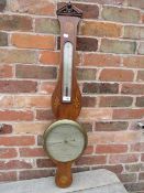 AN ANTIQUE MAHOGANY INLAID BAROMETER BY JOSEPH CETTIE - HOLBORN PEDIMENT LOOSE