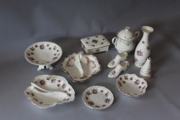A COLLECTION OF ROYAL ALBERT 'SWEET VIOLETS' PATTERN DECORATIVE BONE CHINA, to include a shell