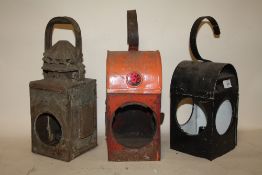 THREE VINTAGE RAILWAY LAMPS