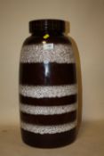 A LARGE RETRO WEST GERMAN CERAMIC STRIPED VASE, H 53 CM