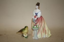 A ROYAL DOULTON ALEXANDRA HN3286 TOGETHER WITH A BESWICK GREENFINCH FIGURE