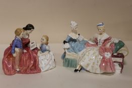 TWO ROYAL DOULTON GROUP FIGURES - HN2059 THE BEDTIME STORY AND HN2419 THE LOVE LETTER -HAVING SLIGHT