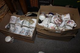 TWO BOXES OF COMMEMORATIVE MUGS TO INCLUDE DENBY EXAMPLES