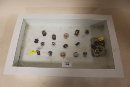 A MODERN DISPLAY CASE OF BUTLINS ENAMEL PIN BADGES, TO INCLUDE 1948, 1951 AND 1964