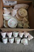 A BOX OF ROSLYN SWEET ROMANCE AND TUSCAN BUTTERFLY PATTERN CHINA