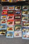 A TRAY OF BOXED DIE CAST MODEL TOY CARS AND VEHICLES TO INCLUDE CORGI, MATCHBOX, MOTORING MEMORIES