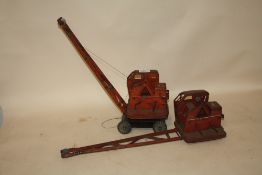 TWO VINTAGE TRI-ANG METAL MODEL CRANES