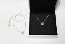 A BOXED PANDORA STYLE NECKLACE, TOGETHER WITH ANOTHER (2)