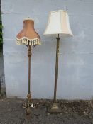 A MODERN CORINTHIAN COLUMN STYLE STANDARD LAMP WITH SHADE TOGETHER WITH ANOTHER EXAMPLE (2)