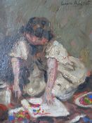 AFTER DAME LAURA KNIGHT (1877-1970). Impressionist study of a young girl painting, bears signature