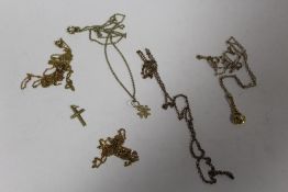 A COLLECTION OF 9 CARAT GOLD CHAINS AND PENDANTS