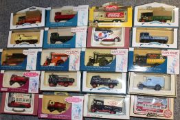 A TRAY OF BOXED DIE CAST MODEL TOY CARS AND VEHICLES TO INCLUDE LLEDO, DAYS GONE BY, ETC. (APPROX.