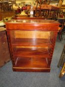 A SMALL CONTEMPORY OPEN WALNUT BOOKCASE H-93 W-73 CM