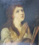 ENGLISH SCHOOL (XIX). Portrait of a lady, oil on board, gilt framed 48 x 40 cm