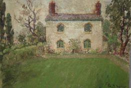 AFTER FRED YATES (1922-2008). Cottage garden scene, bears signature lower right, oil on board,