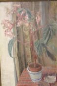 A VINTAGE GILT FRAMED STILL LIFE OIL ON CANVAS STUDY OF FLOWERS IN A VASE SIGNED M. ANDERSON VERSO,